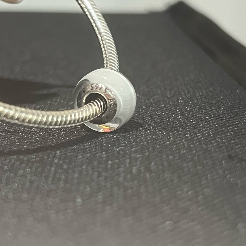 Pandora white Murano glass charm